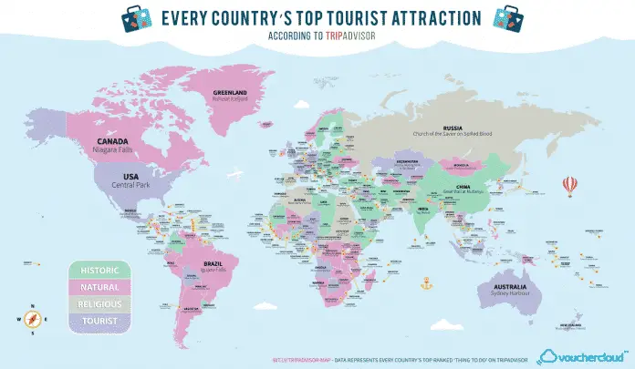 Harta turistica a lumii. Top atractii la care sa va opriti